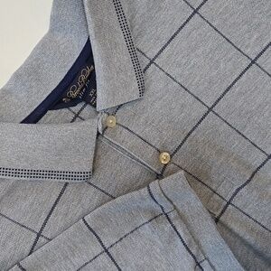 Brooks‎ Brothers Slim Fit Polo Shirt Men’s XXL Gray Windowpane Short Sleeve